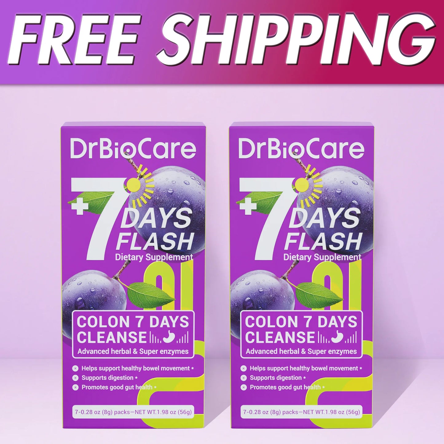 7 Days Flash — DrBioCare Super Enzyme Colon Cleanse & Detox with Probiotics for Digestive Health & Regularity