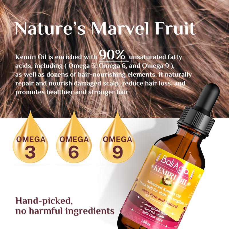 BaliAga Kemiri Oil – Organic Hair Care Essential Oil from Bali | Strengthen Hair, Nourish Scalp & Repair Split Ends