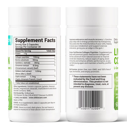 DrBioCare Collagen L-Carnitine Complex – Supports Skin Elasticity & Fat Metabolism