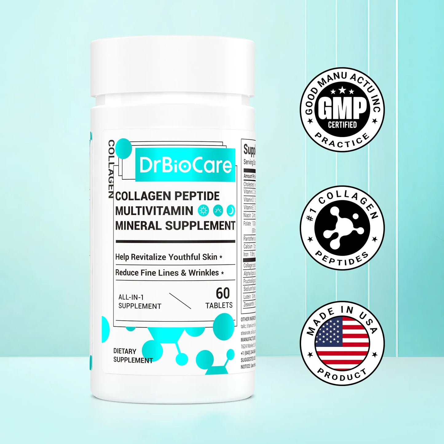 DrBioCare Collagen Peptides & Multivitamins – Skin, Hair & Nail Support Supplement