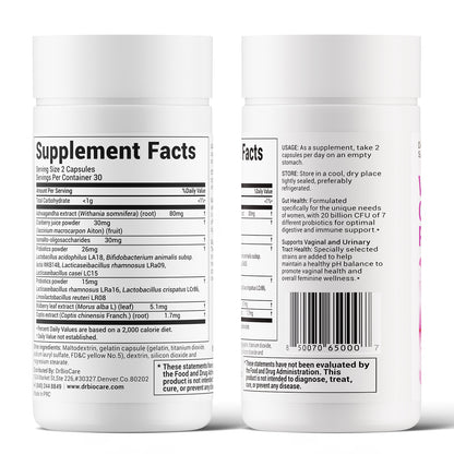 Drbiocare Women's Probiotics for Vaginal, Gut, Digestive &amp; Immune Health