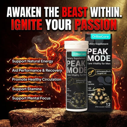 DrBioCare PEAK MODE™ 7-in-1 Male Vitality Supplement | Daily Energy & Stamina Support with Shilajit & Ashwagandha