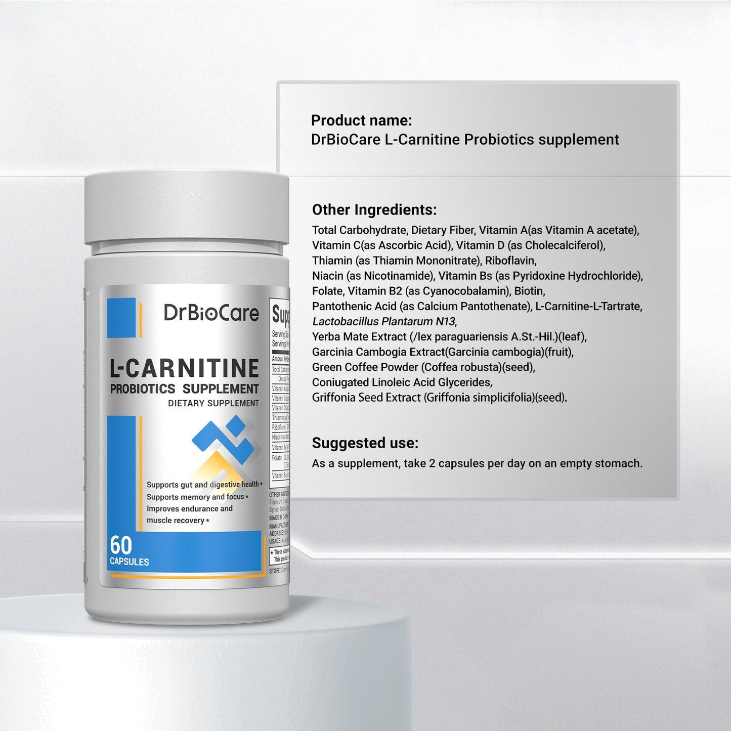 DrBioCare L-Carnitine Probiotics Supplement – Promote Energy & Gut Balance